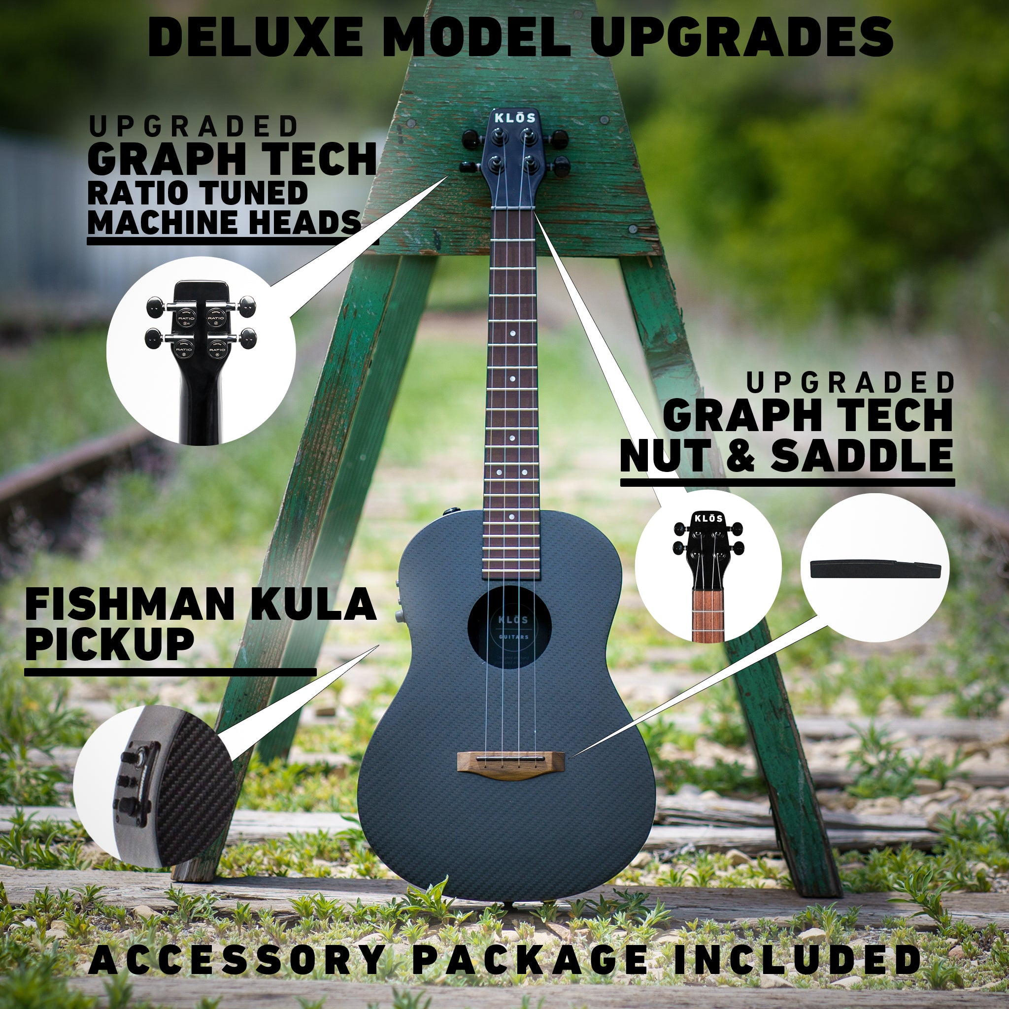 Get the Deluxe upgrade for an improved nut, saddle, tuners and pickup. 