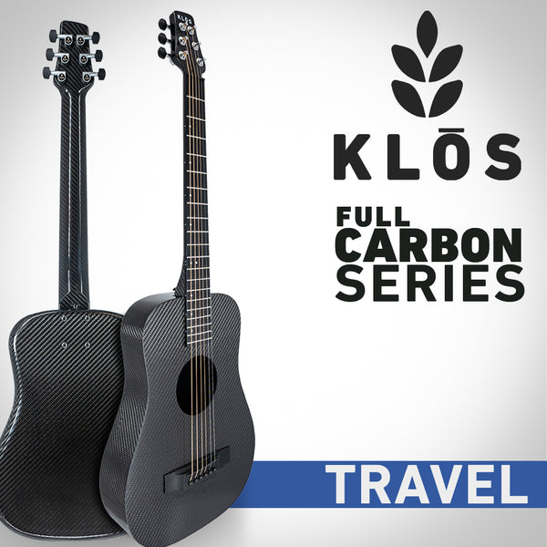 Klos Full Carbon Travel Guitar (Lefty) left-handed acoustic guitar, front view