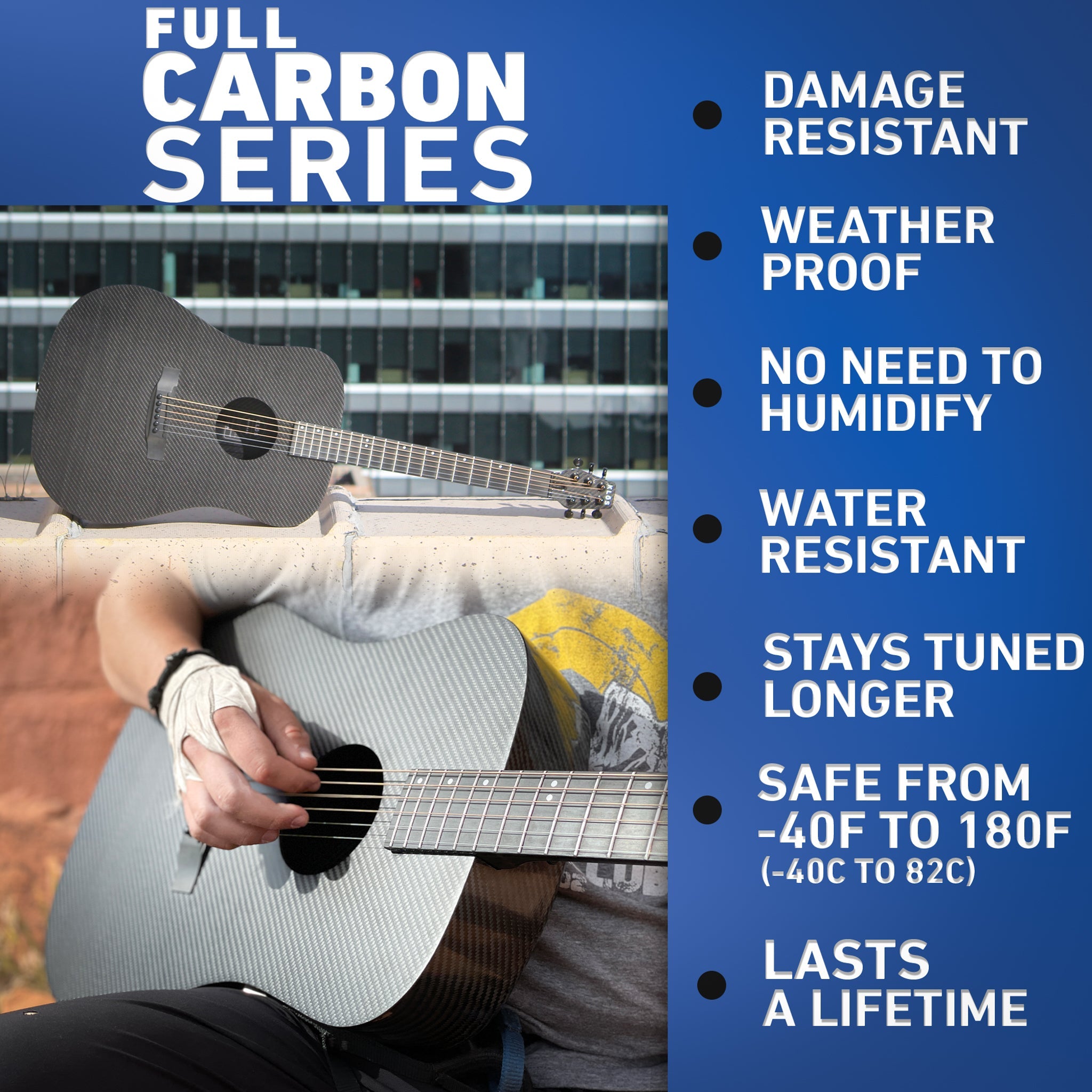 Damage resistant, water resistant and weather proof. The Full Carbon series has it all.