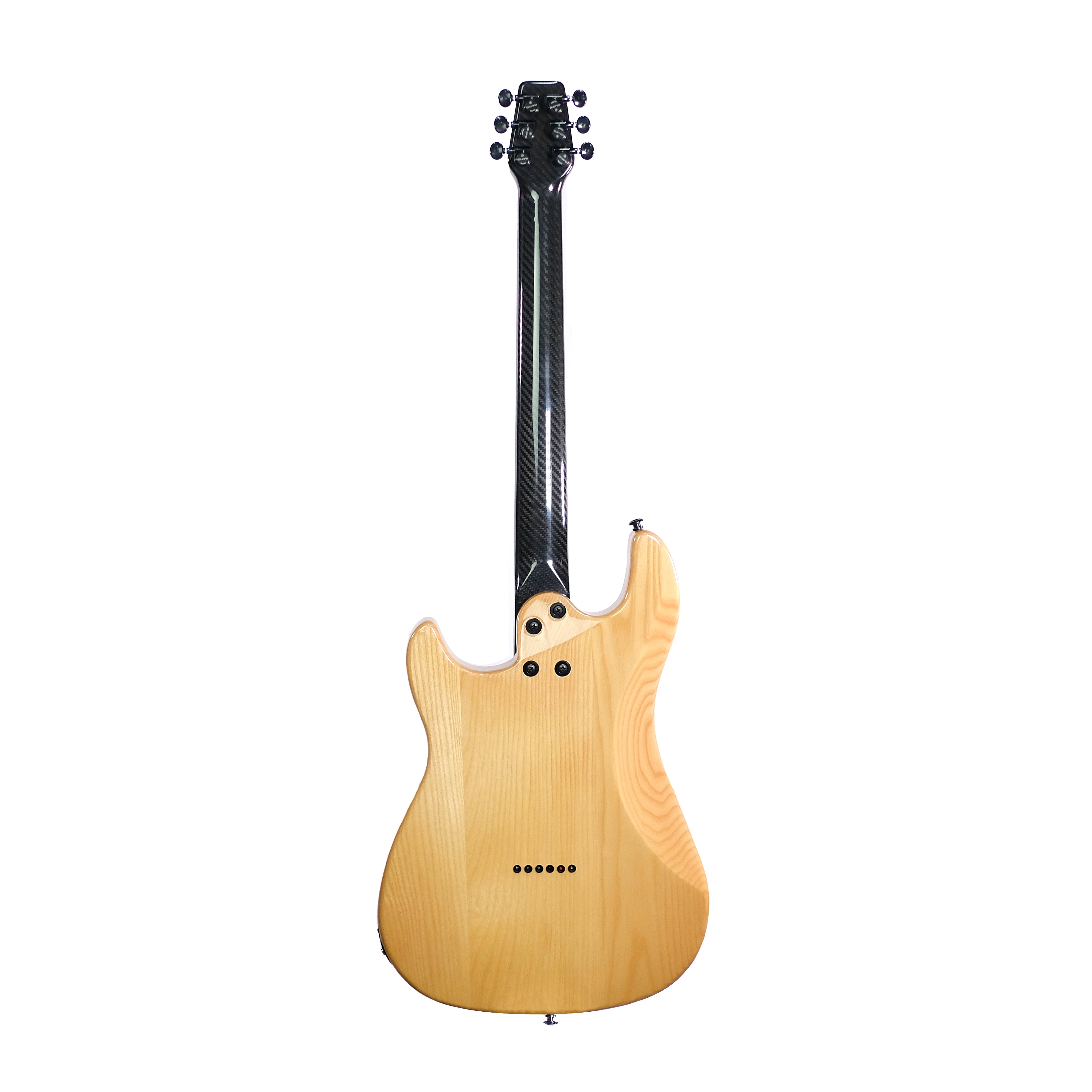Natural Wood Electric Guitar on a white background (rear)