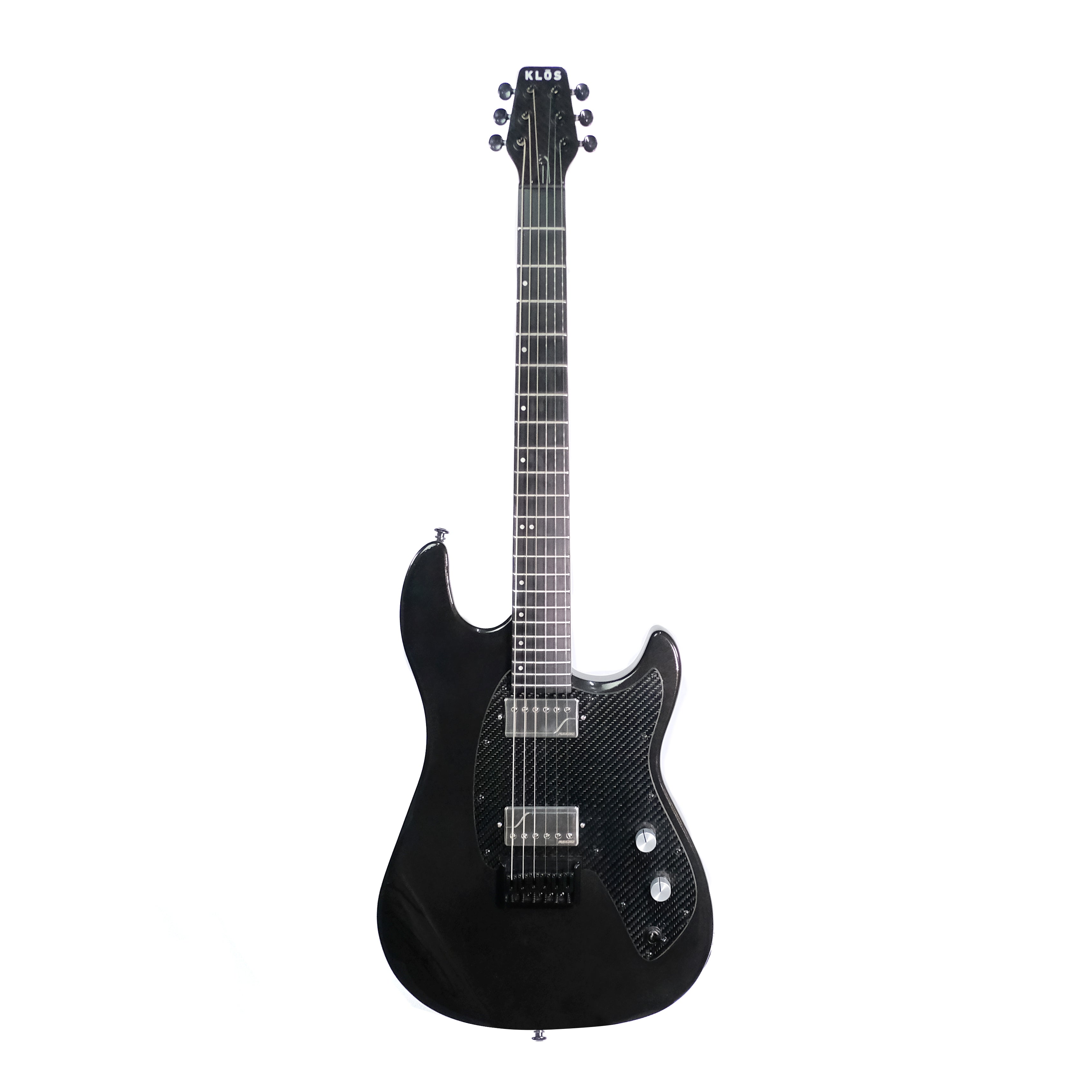 Black Electric Guitar on a white background 