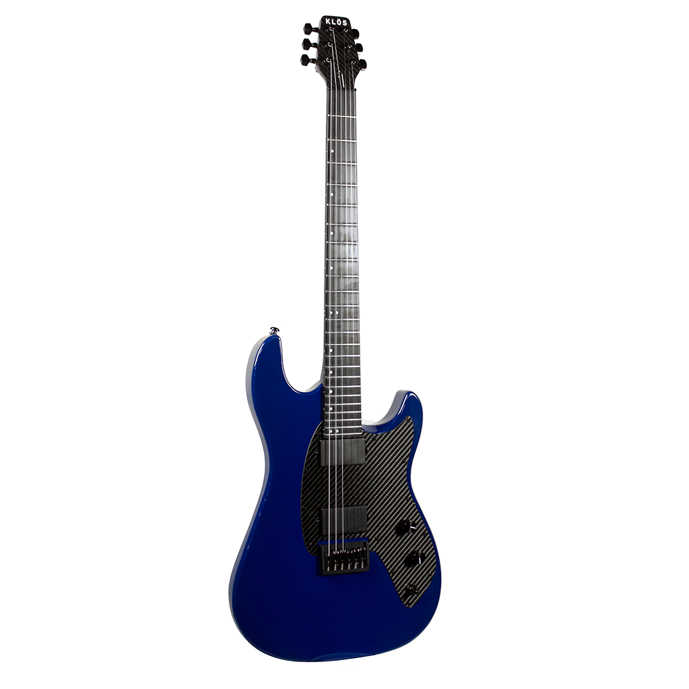 Dark Blue Electric Guitar on a white background 