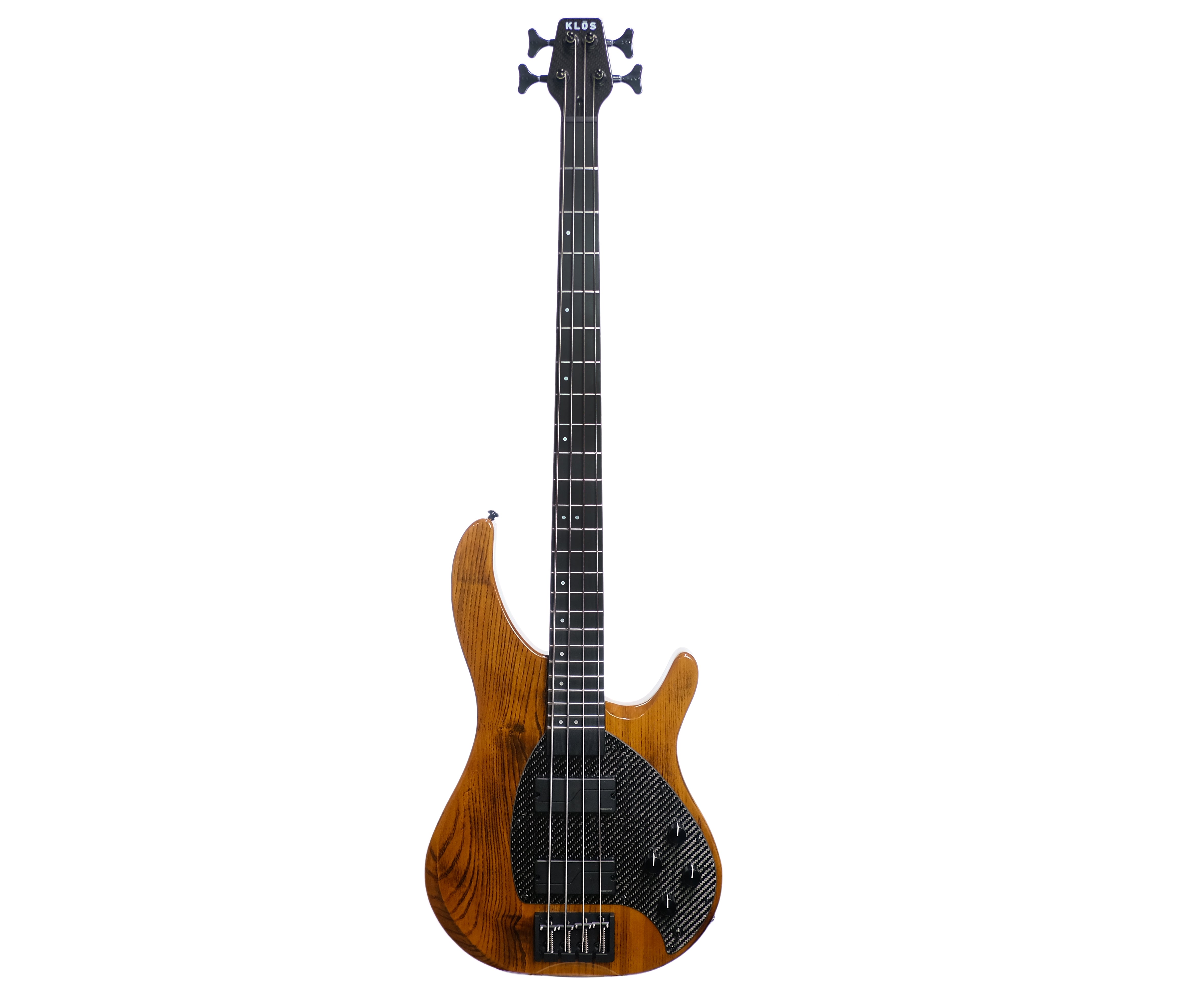Golden Brown Electric Bass on a white background 