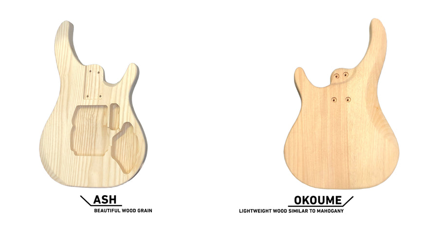 A look at the two wood types used to make Apollo instruments (ash and okoume wood)
