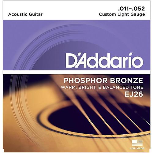 D'Addario EJ26 Phosphor Bronze Acoustic Guitar Strings, Custom Light, 11-52 - KLOS Guitars